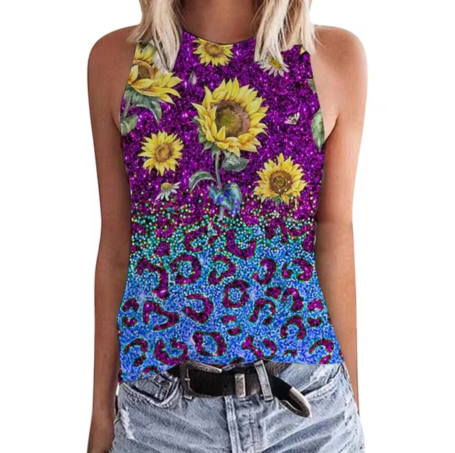 Avrielle – Tanktop mit Sonnenblumen-Print