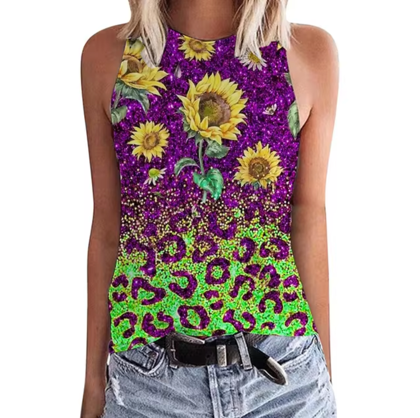 Avrielle – Tanktop mit Sonnenblumen-Print