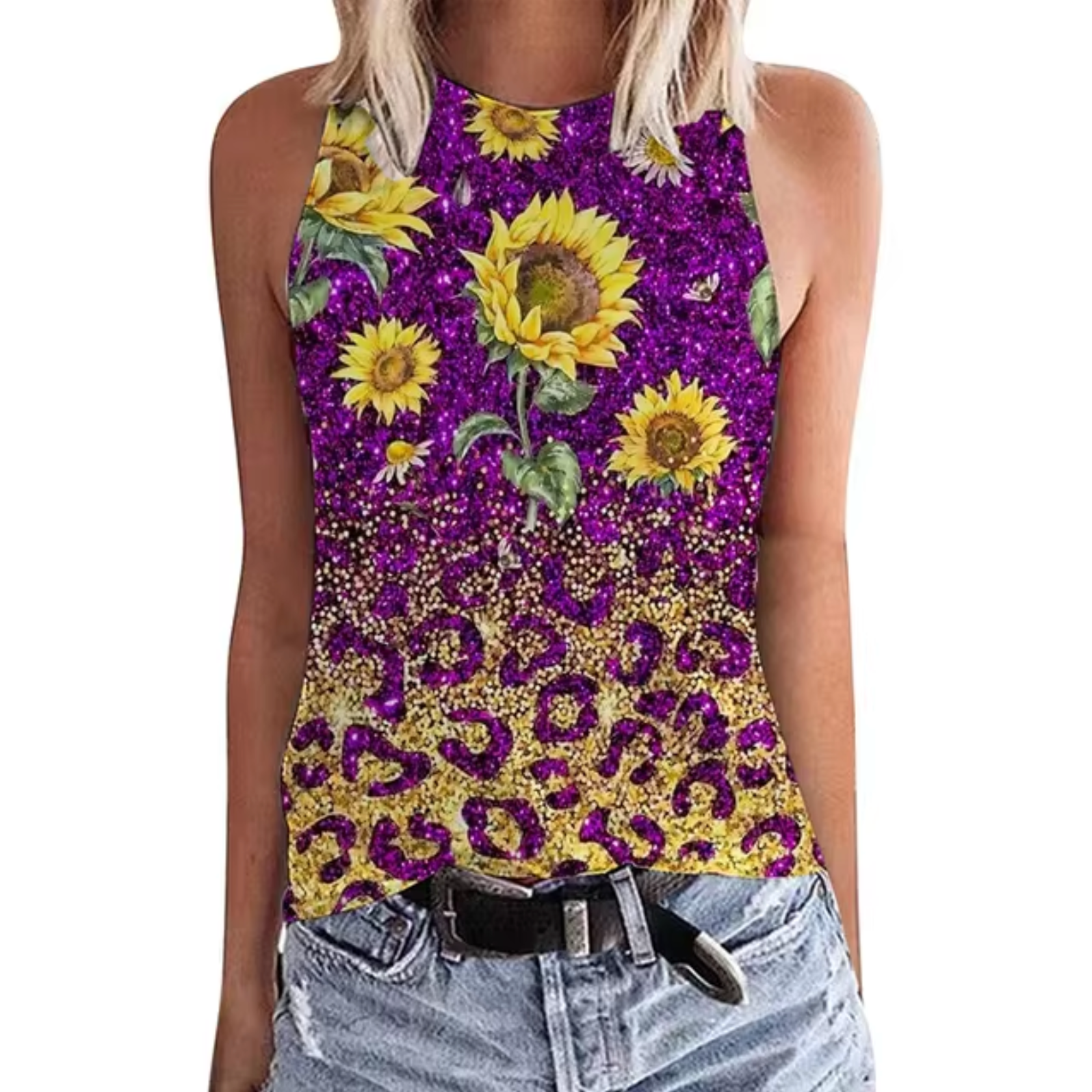 Avrielle – Tanktop mit Sonnenblumen-Print